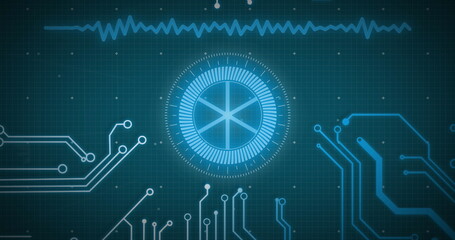 Image of data processing, scope scanning and computer circuit board