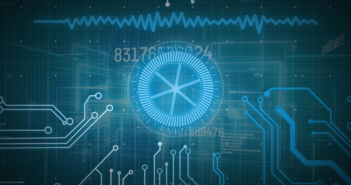 Image of data processing, scope scanning and computer circuit board - Powered by Adobe