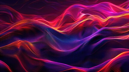 Obraz premium Colorful wavy lines on an abstract digital background conveying motion and fluidity
