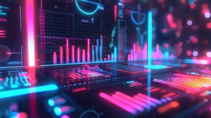 Futuristic Data Visualization Interface for Technology or Business Presentations