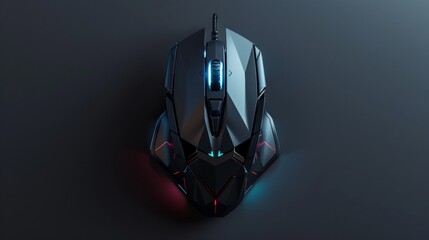 Futuristic gaming mouse on a digital circuit board