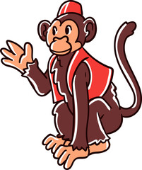 Hand-drawn circus monkey character