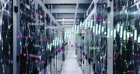Image of networks and data processing over computer servers