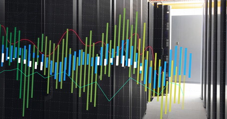 Image of financial data processing over computer servers