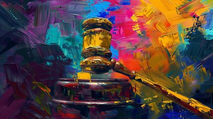 Gavel painting for legal or justice themed designs
