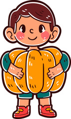 Kids character wearing pumpkin costumes