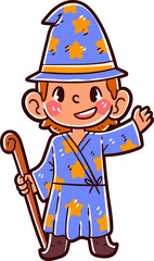 Kids character wearing wizard costumes