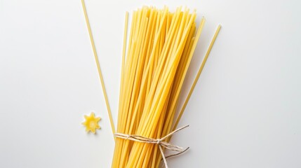 Tasty Italian spaghetti pasta on a white background