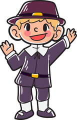 Kids character celebrating thanksgiving party