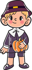 Kids character celebrating thanksgiving party