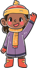 Kids character wearing a winter costume