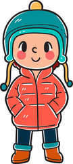 Kids character wearing a winter costume