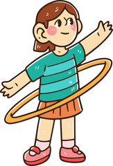 Girl character playing hula hoop