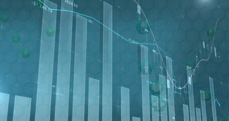 Image of financial data processing over grey background