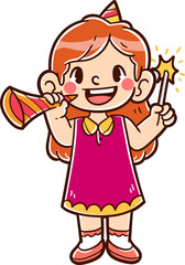 Kids character celebrating a new year party