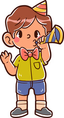 Kids character celebrating a new year party