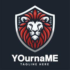 Red Lion head logo design template