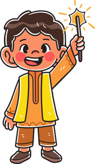 Kids character celebrating a diwali event party