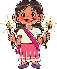 Kids character celebrating a diwali event party