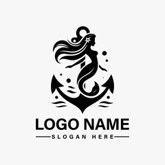Obraz premium Mermaid Anchor Vector logo