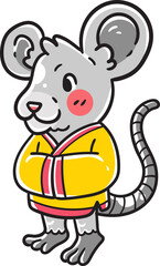 Hand-drawn mouse, Chinese zodiac animal.