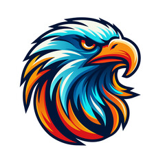 Colorful Hawk head logo design template