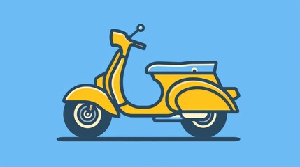 Fototapeta premium Happy Yellow Scooter Cartoon Illustration For Design