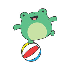 Cute frog on a ball  illustration