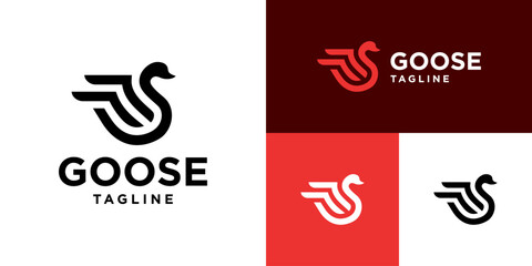 Design template of swan logo in a simple style. Animals, livestock, water birds, love. Vector EPS 10 © GoedangVector