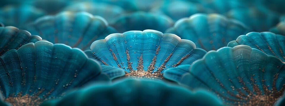 Scattered background of many cyan shells. - Powered by Adobe