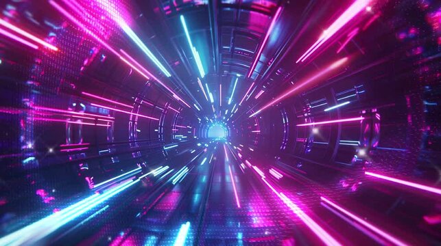 3D render abstract neon light background with blue purple and pink color, video background, footage.