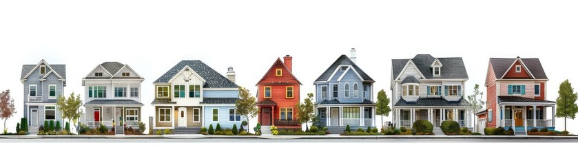 Fototapeta premium A row of colorful suburban homes.