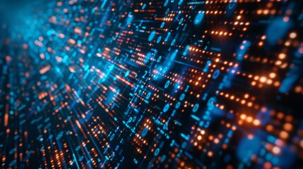 Abstract Digital Matrix: Binary Code and AI Algorithms in Motion