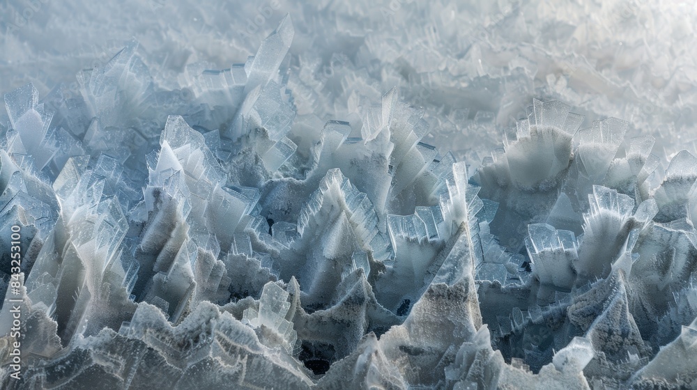 Wall mural the patterns and textures of salt crystals creating an ethereal otherworldly scene as they grow in a