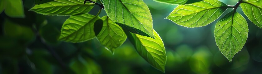 Obraz premium Detailed Macro Closeup of a Lush Tree Leaves in Natural Environment