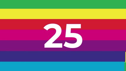 animated 30 seconds countdown timer in rainbow stripe background animation for lgbtq concept design - Powered by Adobe