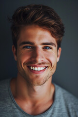 Obraz premium Portrait of a smiling joyful handsome man. High quality photo