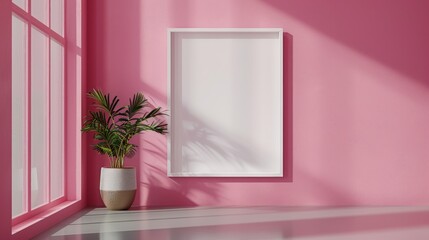 white frames on pink wall