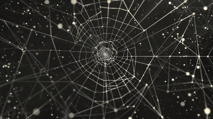 Fototapeta premium Spider web in a dark blue background for technology or halloween designs