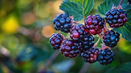 ripe blackberries on the vine