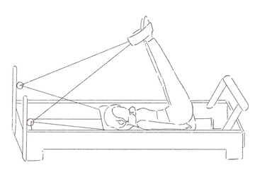手書きの線画のマシンピラティスのイラスト