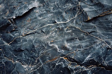 Obraz premium Detailed close-up of dark marble texture with golden veins
