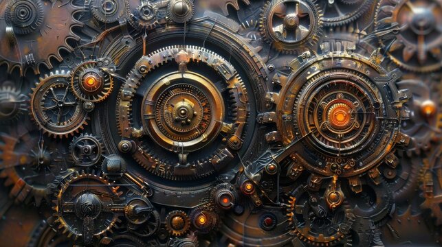 Steampunk gears background for technology or engineering designs