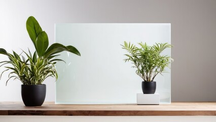 Three-Section Minimalist Wall with Vertical Planters in Green and White