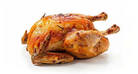 Delicious roasted turkey on a white background