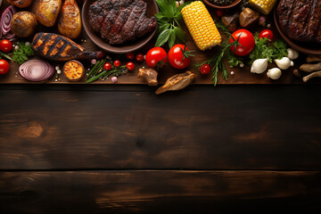 Summer BBQ or picnic food side border 