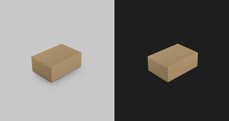 Small Rectangular Cardboard Box. 3D Illustration.