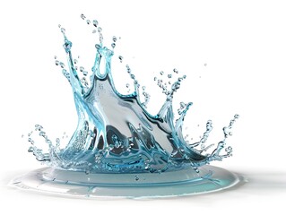 Futuristic Liquid Spaceship Sculpture Splashing on Isolated White Background