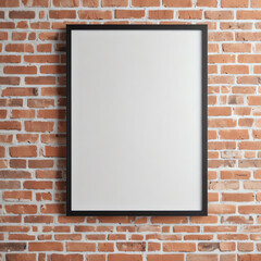 copy space poster frame mockup on brick wall
