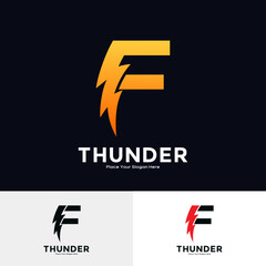Letter F Thunder Logo vector template. Suitable for business, initial Lightning Bolt, corporate, technology, and poster illustration symbol